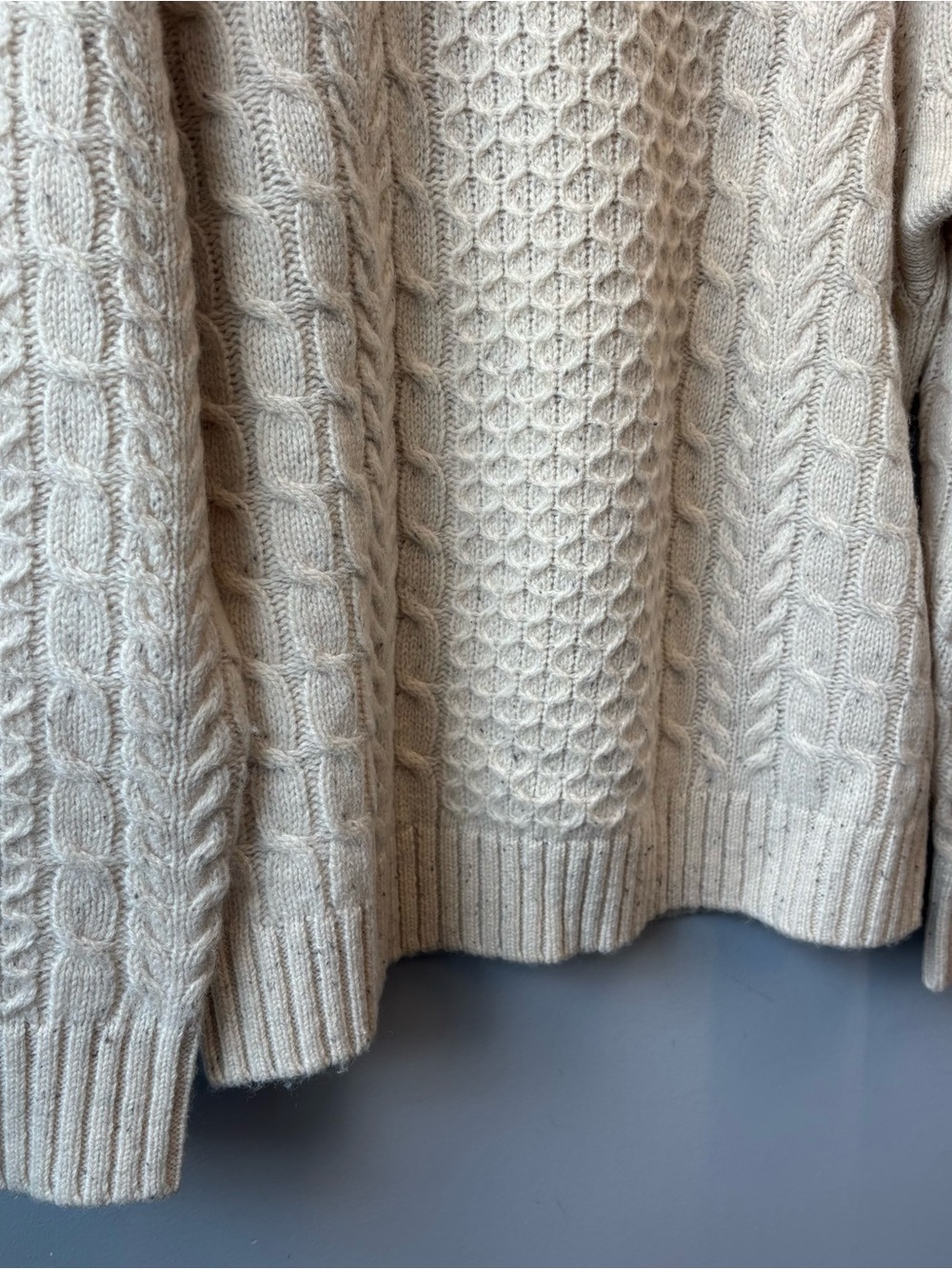Duluth 100% Shetland Wool Fisherman Cable Knit Sweater Large - Picture 6 of 11